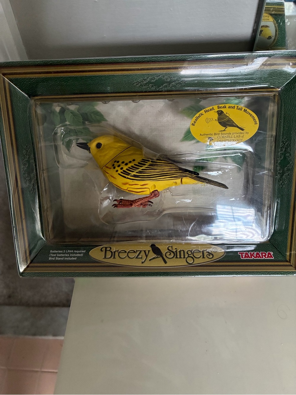 New in Box Takara Yellow and Black Breezy Singers Bird Figurine